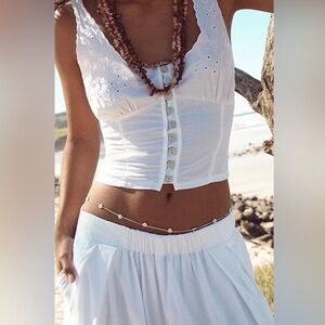NWT Free People Delicate Flower Belly Chain Red & White Shell